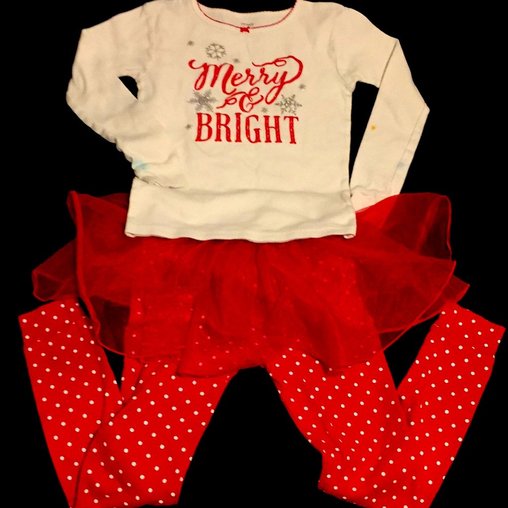 Carter’s girls Christmas pajama set sz 7 w skirt